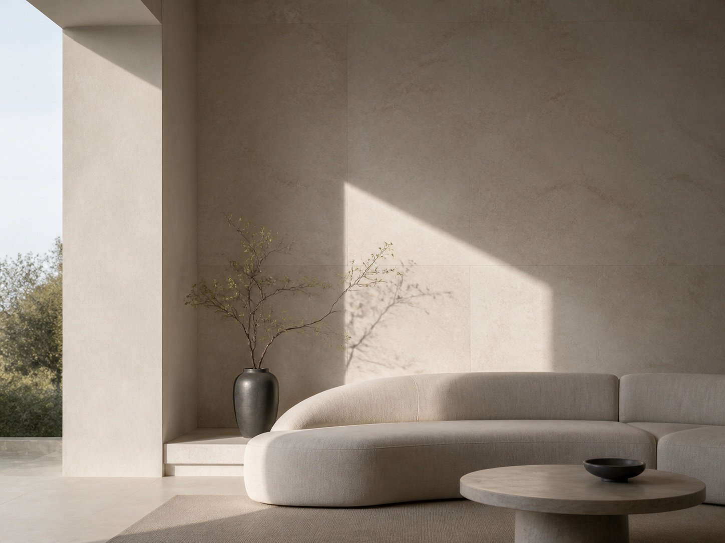 Sunlight falling across a quiet luxury interior